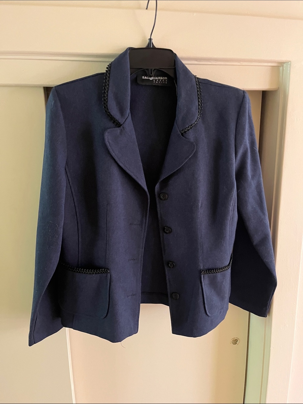 Sag Harbor Navy Blazer with Braided Trim